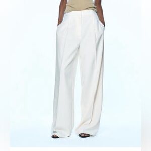 Zara Elegant Cream Wide-Leg Trousers